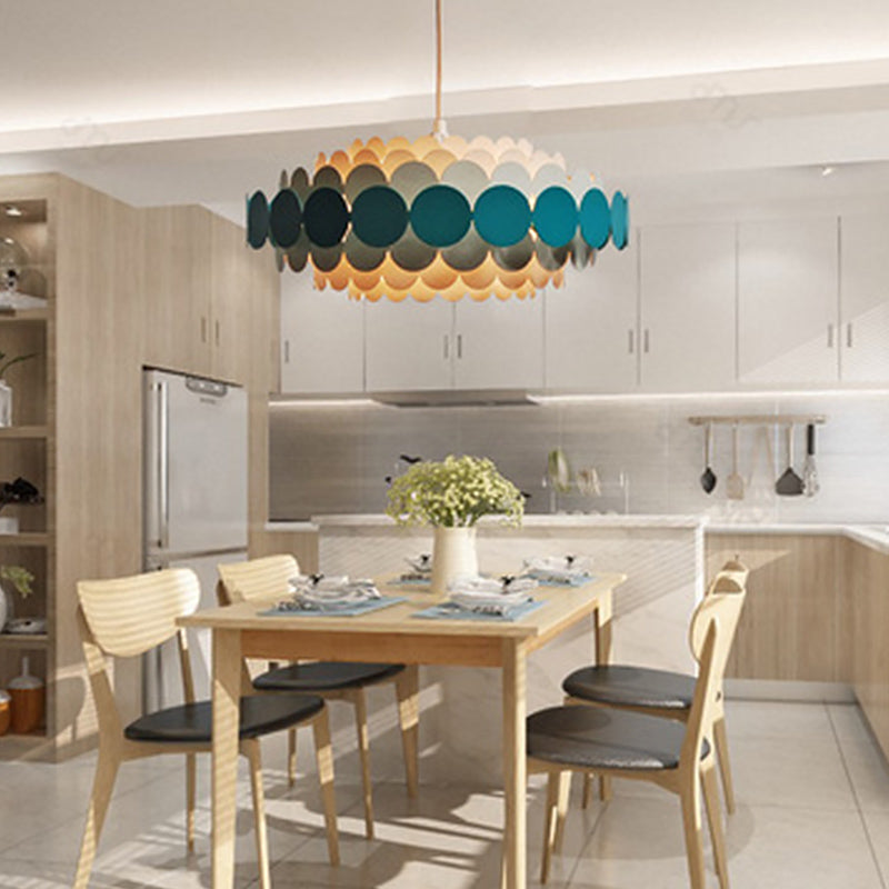 23,6 pollici di larghezza lampadario in metallo rotondo luce post-moderna a 9 luci a sospensione Light Pendente per sala da pranzo camera da letto