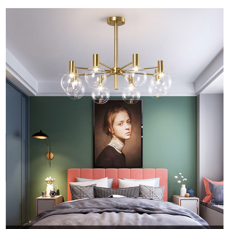 Modern Style Clear Glass Ball Chandelier Light Simplicity Multi Lights Suspension Lamp for Dining Room