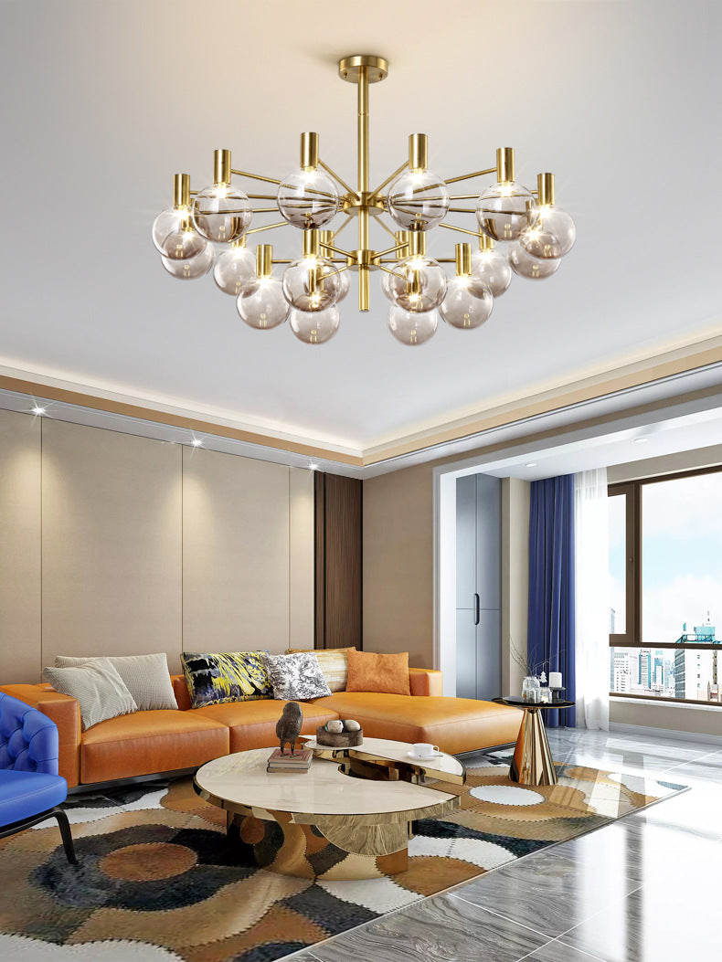 Modern Style Clear Glass Ball Chandelier Light Simplicity Multi Lights Suspension Lamp for Dining Room