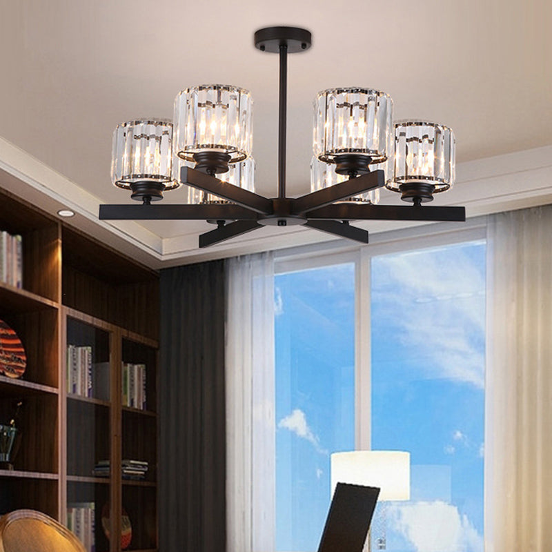 Cristallo trasparente Crystal Cilindrico Leonaio Lampaggio Light Modern Style Living Soggiorno pendenti in nero