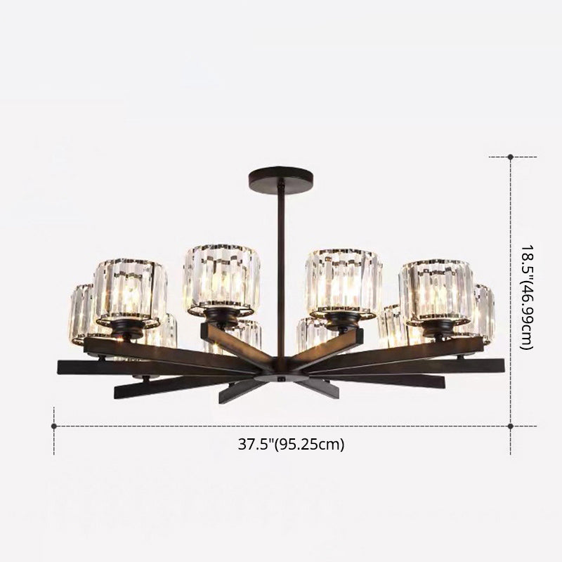 Cristallo trasparente Crystal Cilindrico Leonaio Lampaggio Light Modern Style Living Soggiorno pendenti in nero
