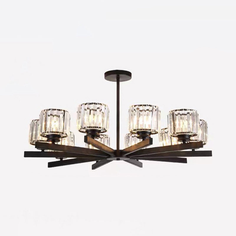 Cristallo trasparente Crystal Cilindrico Leonaio Lampaggio Light Modern Style Living Soggiorno pendenti in nero