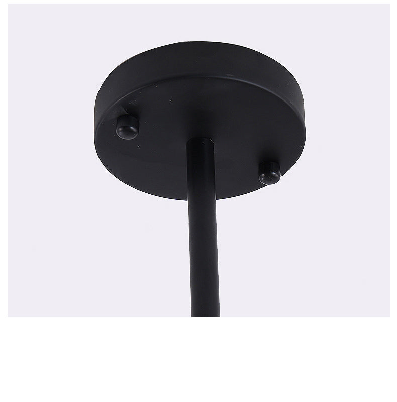 Black Round Pendant Chandelier Minimalist Style Glass Chandelier Light Fixture for Living Room
