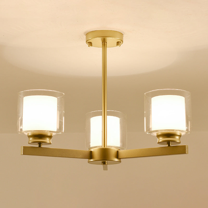 Cilindro lampadario a sospensione del lampadario moderno in vetro soggiorno lampada a sospensione in oro