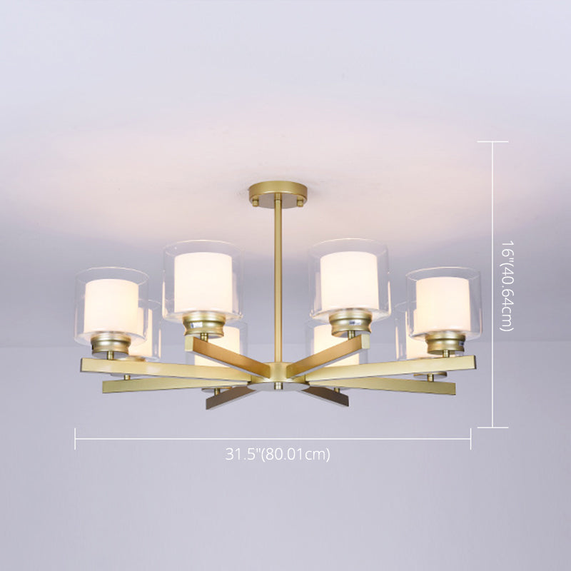 Cilindro lampadario a sospensione del lampadario moderno in vetro soggiorno lampada a sospensione in oro