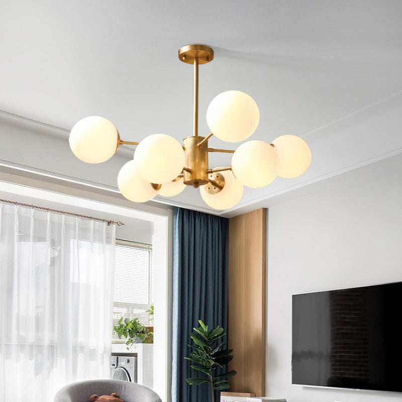 Gold Globe-Shaped Hanging Light Fixture Modern Style Glass Pendant Lighting for Bedroom