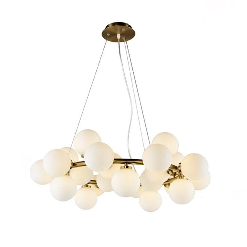 Glass Circular Hanging Pendant Light Contemporary Chandelier Pendant Light in White