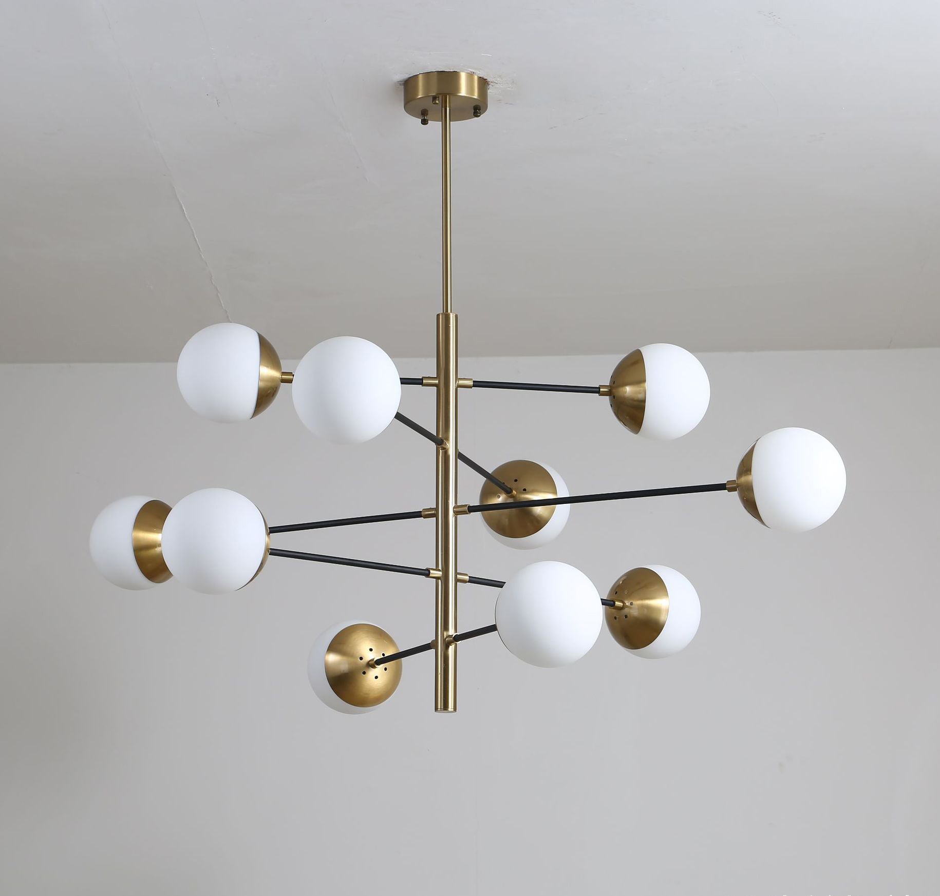 Living Room Chandelier Pendant Light Modern Chandelier Light Fixture with Starburst Glass Shade