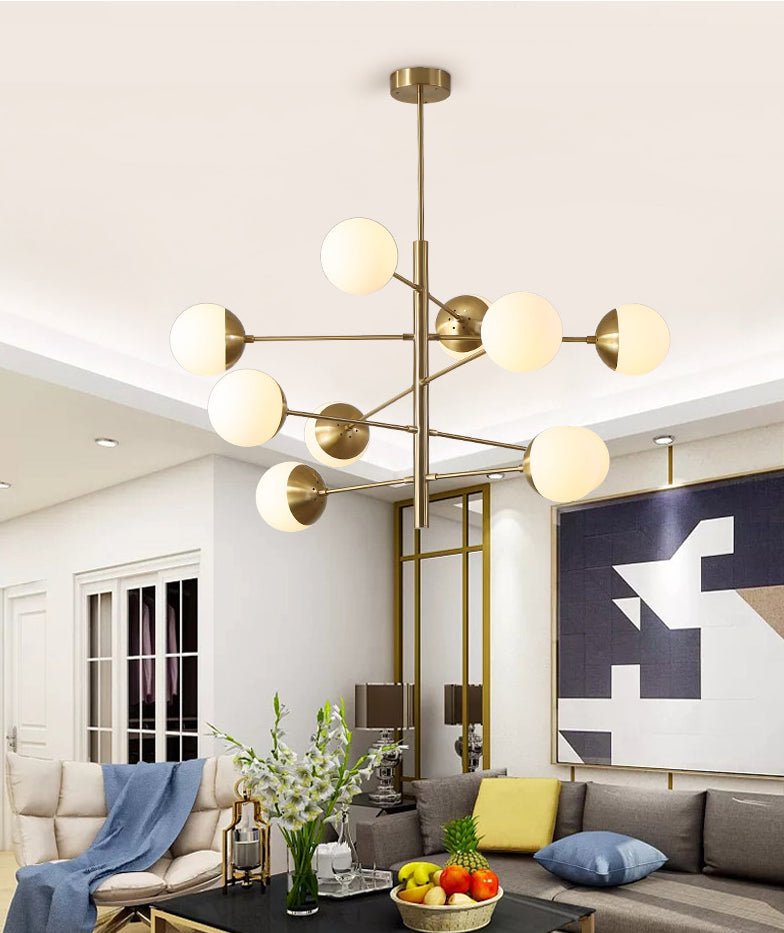 Living Room Chandelier Pendant Light Modern Chandelier Light Fixture with Starburst Glass Shade