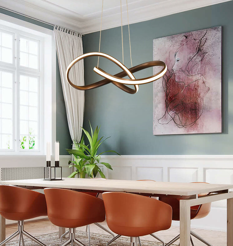 Accoglienza a spirale Sospensione SEMPLICITÀ Stile Stile Metal LED BIFFING LUCE