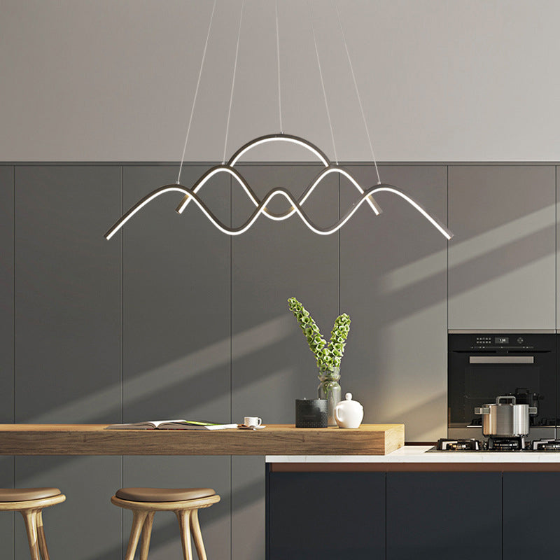 Wave Metal Suspension Pendant Light Contemporary Style LED Chandelier Lighting Fixture