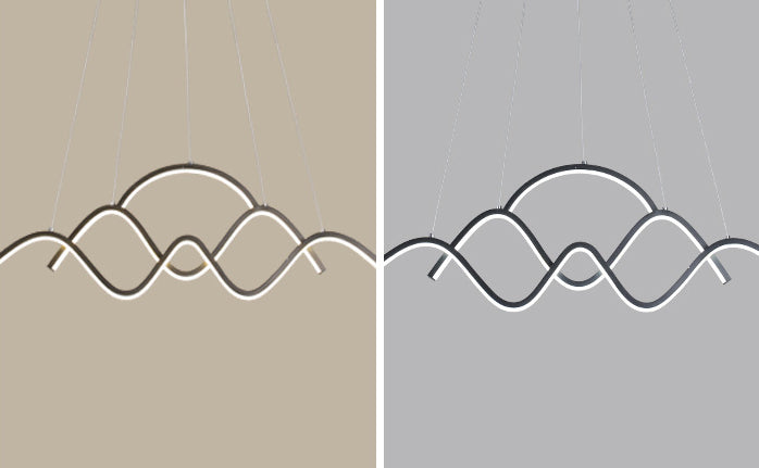 Wave Metal Suspension Pendant Light Contemporary Style LED Chandelier Lighting Fixture