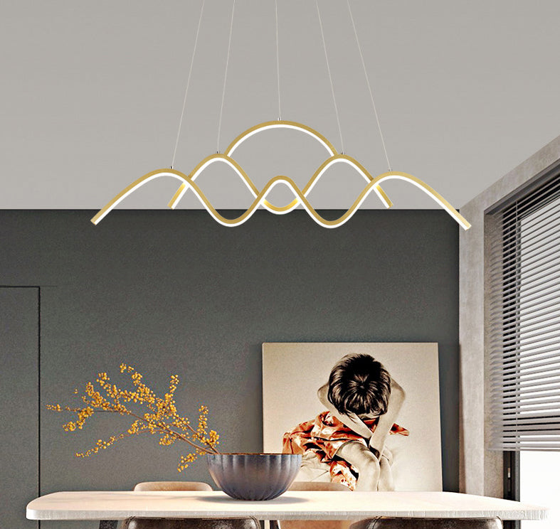 Wave Metal Suspension Pendant Light Contemporary Style LED Chandelier Lighting Fixture