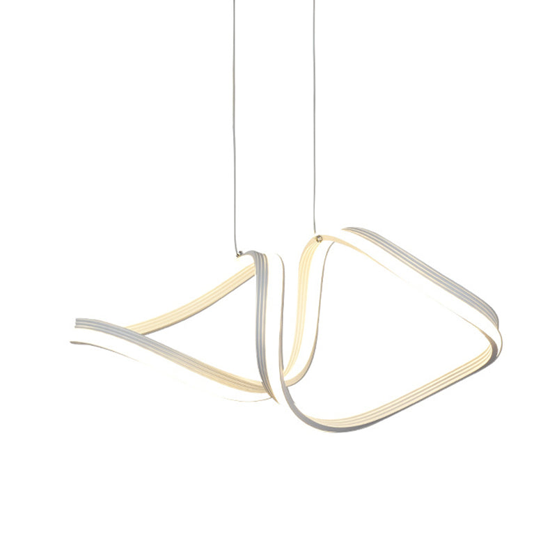Fish-Shape Dinning Room Pendant Light Fixture Metal LED Minimalist Hanging Lamp Kit in White