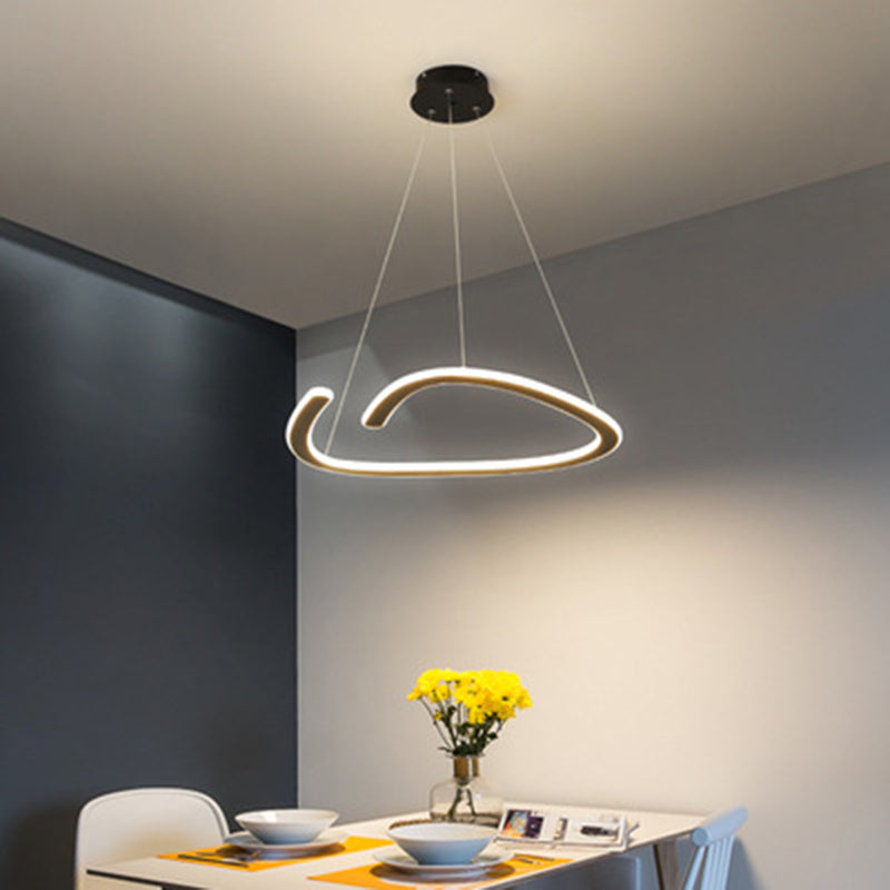 Metal Shaded Chandelier Lighting Fixture Modern LED Suspended Lighting Fixture in Black