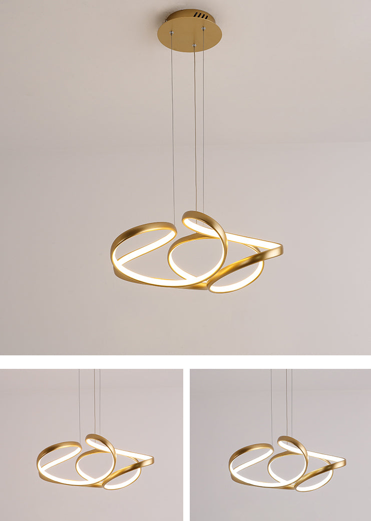 Twisted Chandelier Light Fixture Minimalist Style Metal LED Chandelier Pendant Light