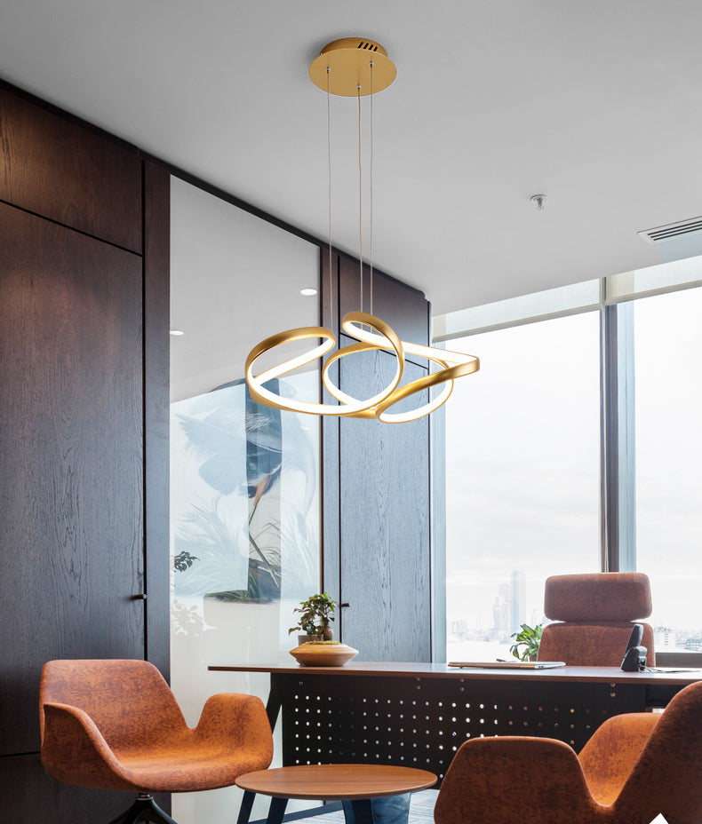 Twisted Chandelier Light Fixture Minimalist Style Metal LED Chandelier Pendant Light