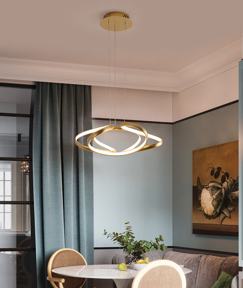 Twisted Chandelier Light Fixture Minimalist Style Metal LED Chandelier Pendant Light