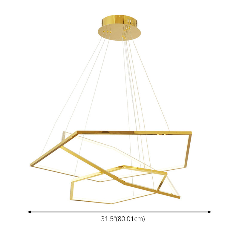 Gouden multi-tier kroonluchter verlichtingsarmatuur Minimalistisch LED-metalen ophanging Licht