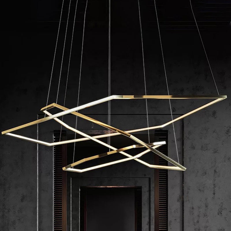 Gouden multi-tier kroonluchter verlichtingsarmatuur Minimalistisch LED-metalen ophanging Licht