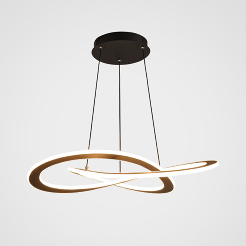 Twisting Metal Chandelier Lighting Fixture Modern LED Black Chandelier Lamp for Living Room