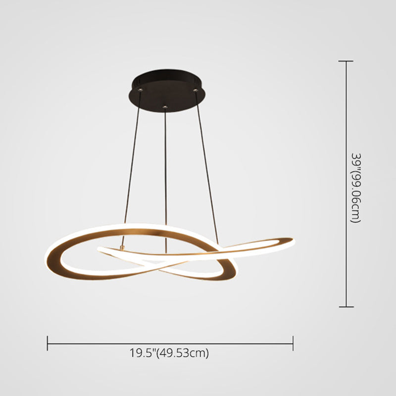 Twisting Metal Chandelier Lighting Fixture Modern LED Black Chandelier Lamp for Living Room