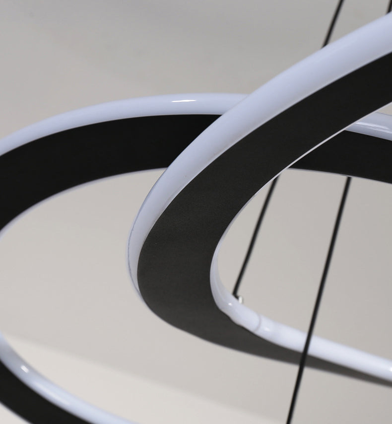 Twisting Metal Chandelier Lighting Fixture Modern LED Black Chandelier Lamp for Living Room