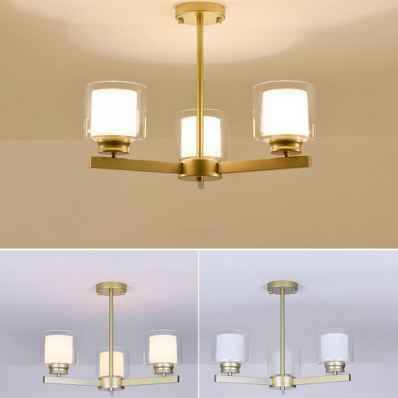 Cilindro lampadario a sospensione del lampadario moderno in vetro soggiorno lampada a sospensione in oro