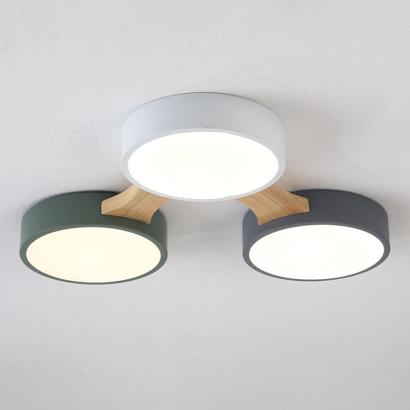 Plafonnier moléculaire en métal nordique pour salon, plafonnier LED en bois