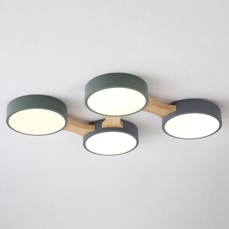Plafonnier moléculaire en métal nordique pour salon, plafonnier LED en bois