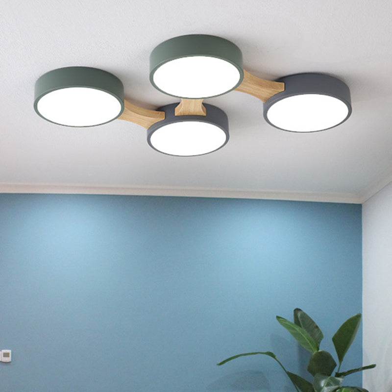 Plafonnier moléculaire en métal nordique pour salon, plafonnier LED en bois