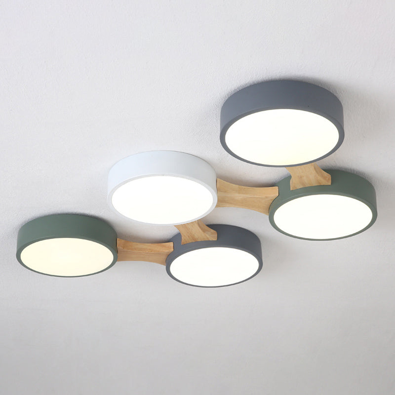 Plafonnier moléculaire en métal nordique pour salon, plafonnier LED en bois