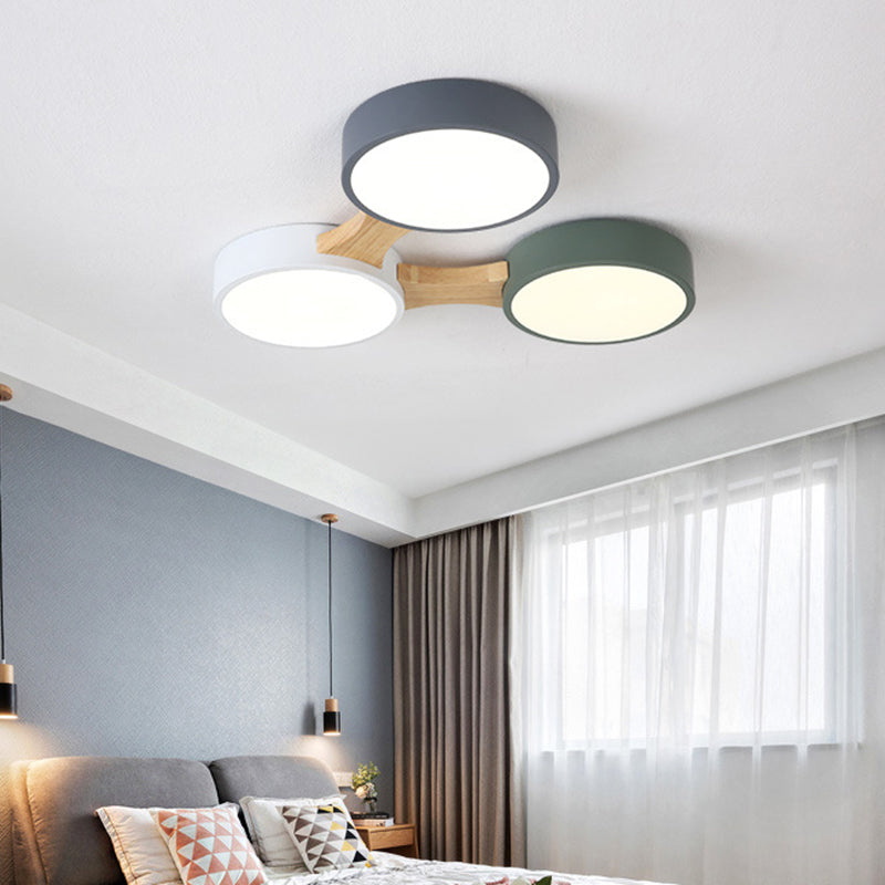 Plafonnier moléculaire en métal nordique pour salon, plafonnier LED en bois