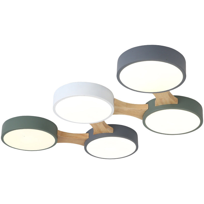 Plafonnier moléculaire en métal nordique pour salon, plafonnier LED en bois