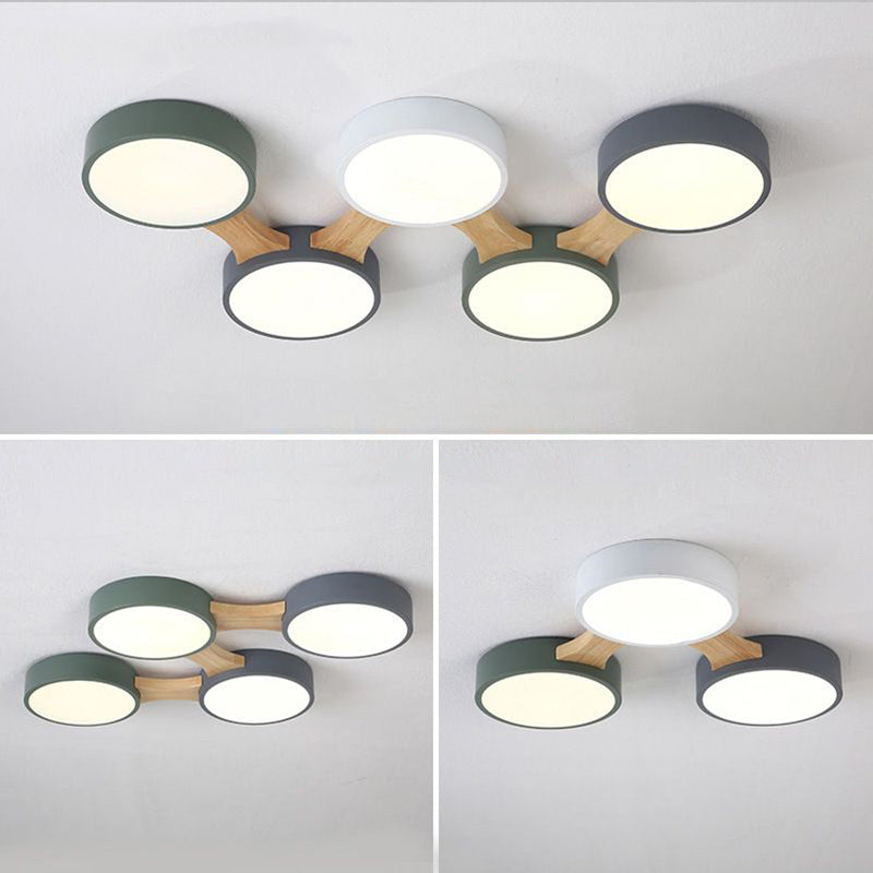 Plafonnier moléculaire en métal nordique pour salon, plafonnier LED en bois