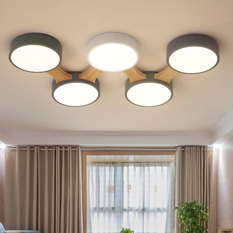 Plafonnier moléculaire en métal nordique pour salon, plafonnier LED en bois