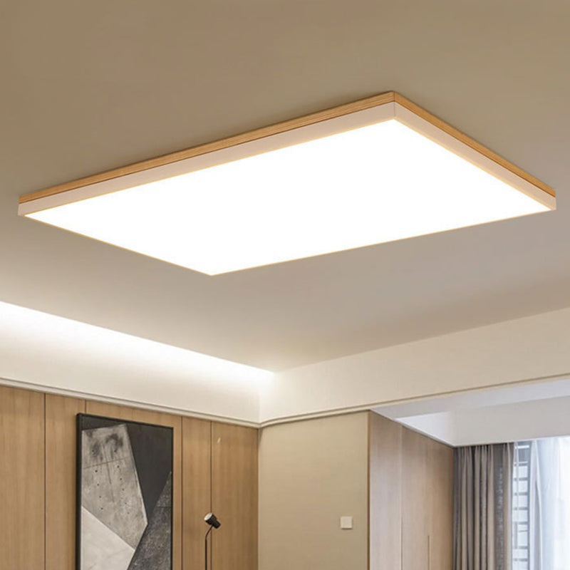 Geometric Living Room Flush Light Acrylic Simplicity Surface Mounted Led Ceiling Light in White-Wood