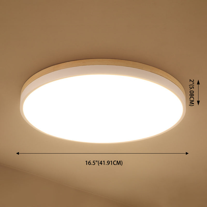 Geometric Living Room Flush Light Acrylic Simplicity Surface Mounted Led Ceiling Light in White-Wood