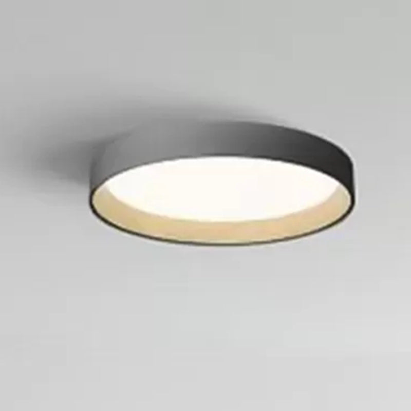 Nordic Wood Grain Flush Light Fixture Minimalist Study Room Metal Ceiling Lamp in Grey