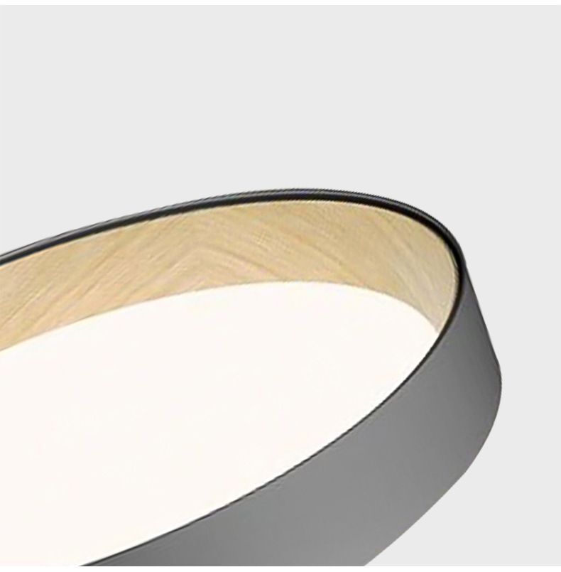 Nordic Wood Grain Flush Light Fixture Minimalist Study Room Metal Ceiling Lamp in Grey