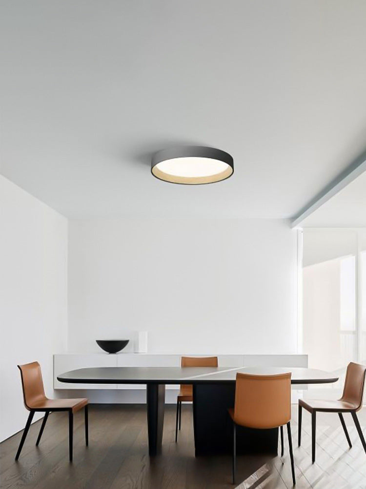 Nordic Wood Grain Flush Light Fixture Minimalist Study Room Metal Ceiling Lamp in Grey
