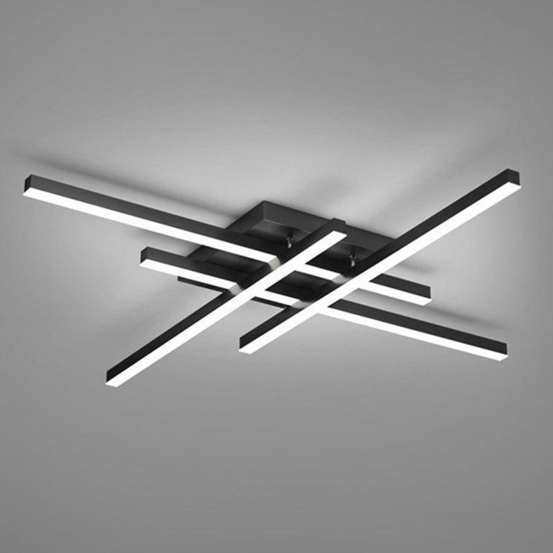 Cross-Cross Semi-Mount Lighting Simplicité Metal Living Room LED Ceiling Flush Light in Black