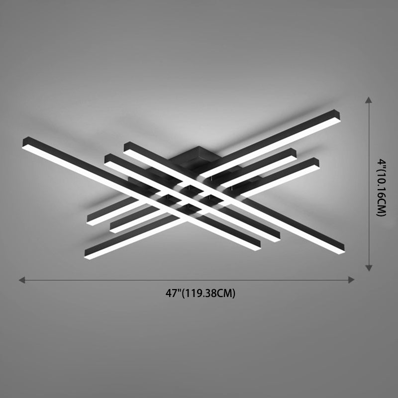 Luz empotrable de techo LED para sala de estar de metal Simplicity con iluminación semi-cruzada en color negro