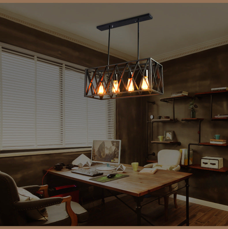 Vintage Industrial Island Lamp Black Iron Iron Cage Isola Pendanti per caffetteria