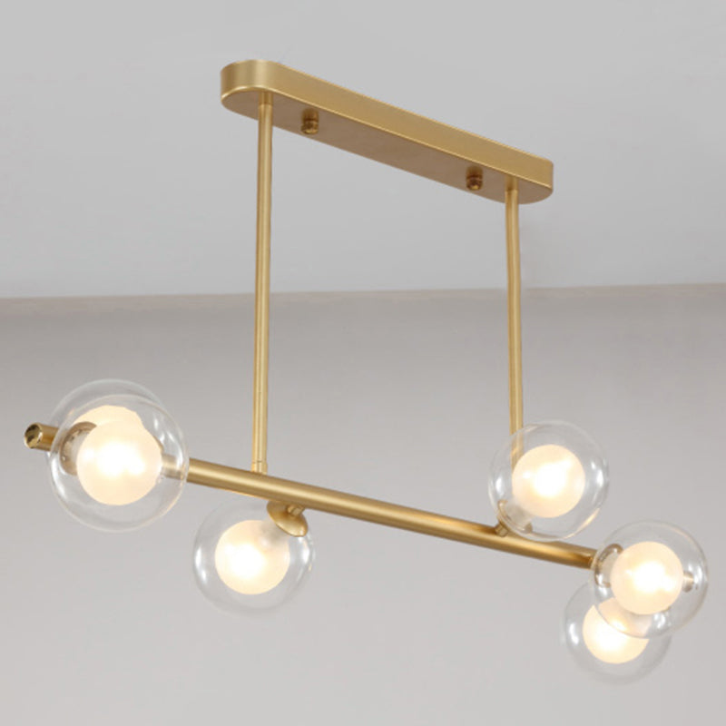 Orb Glass Shade Island Light Fixture Modern Style Metal Hanging Ceiling Lamp for Kitchen Dining Room