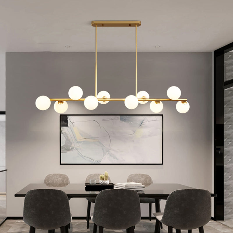 Orb Glass Shade Island Light Fixture Modern Style Metal Hanging Ceiling Lamp for Kitchen Dining Room