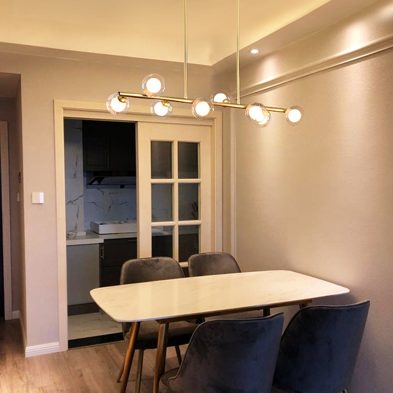 Orb Glass Shade Island Light Fixture Modern Style Metal Hanging Ceiling Lamp for Kitchen Dining Room