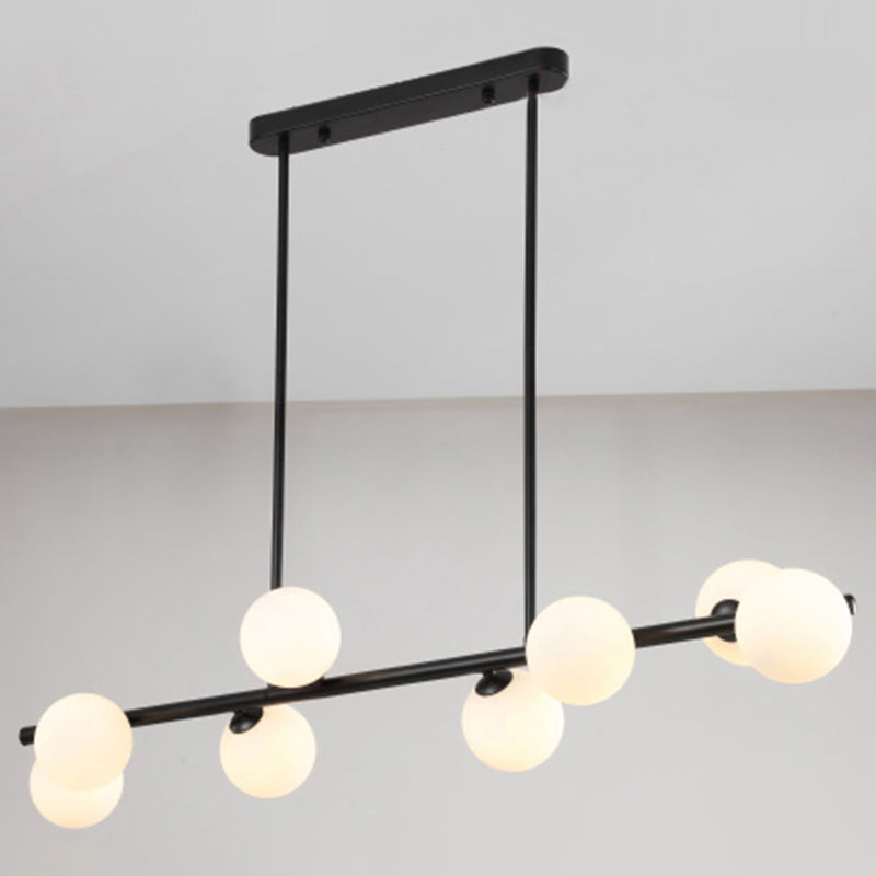 Orb Glass Shade Island Light Fixture Modern Style Metal Hanging Ceiling Lamp for Kitchen Dining Room