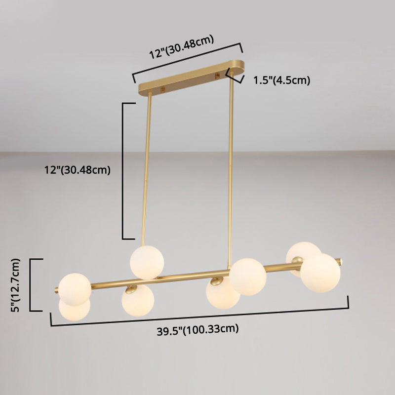 Orb Glass Shade Island Light Fixture Modern Style Metal Hanging Ceiling Lamp for Kitchen Dining Room