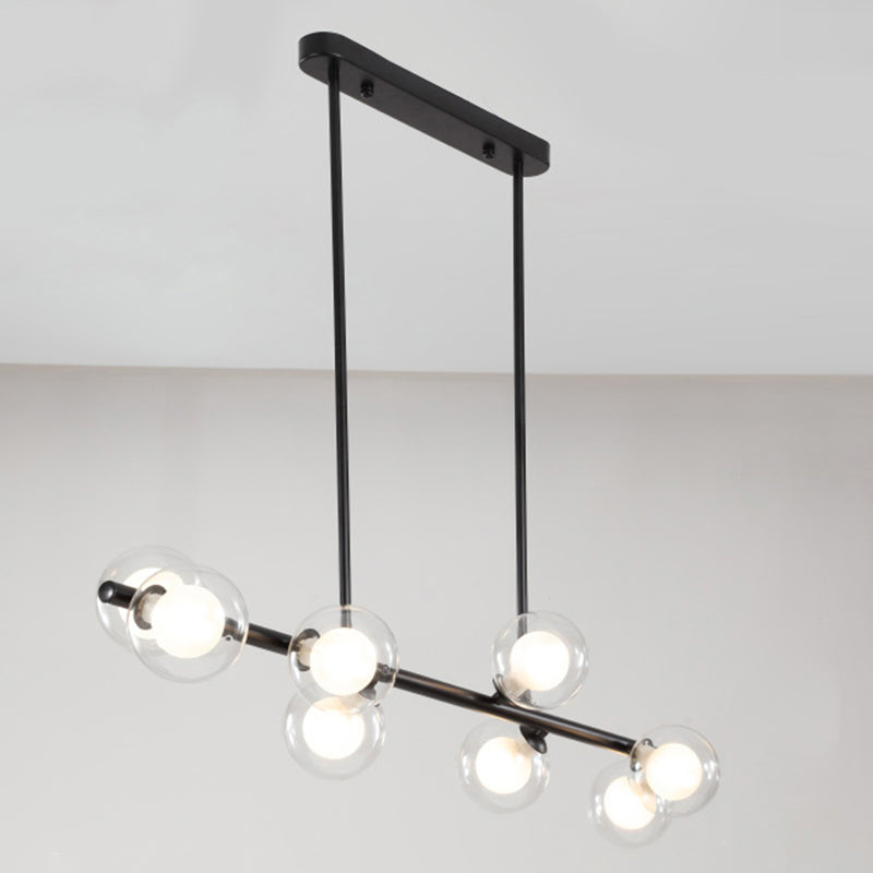 Orb Glass Shade Island Light Fixture Modern Style Metal Hanging Ceiling Lamp for Kitchen Dining Room